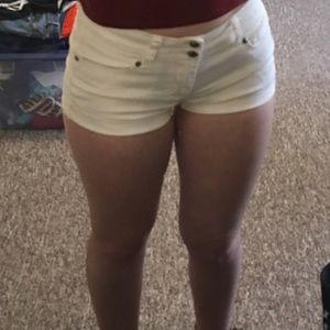 White jean shorts